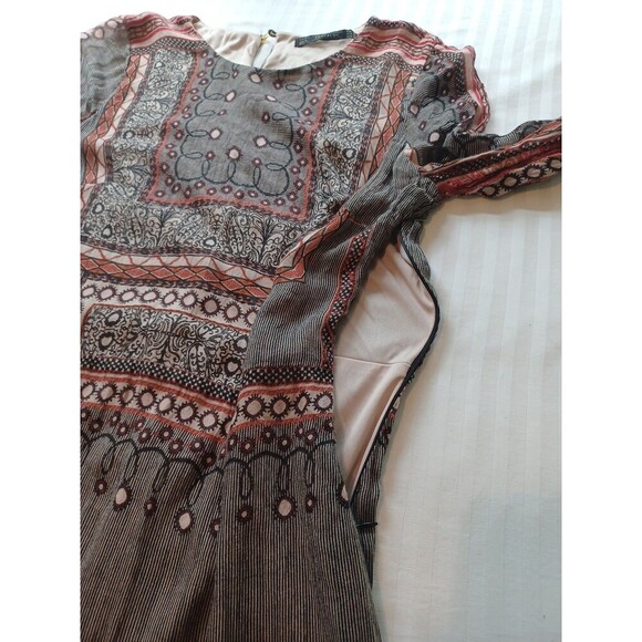 Zara black paisley slim mididress M long sl. boho hippie whimsigoth ethnic flaw - Picture 10 of 16